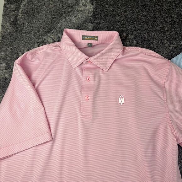 Peter Millar Summer Comfort Bundle Of 2 Polo Blue Pink Striped Golf Men's L - Picture 2 of 14